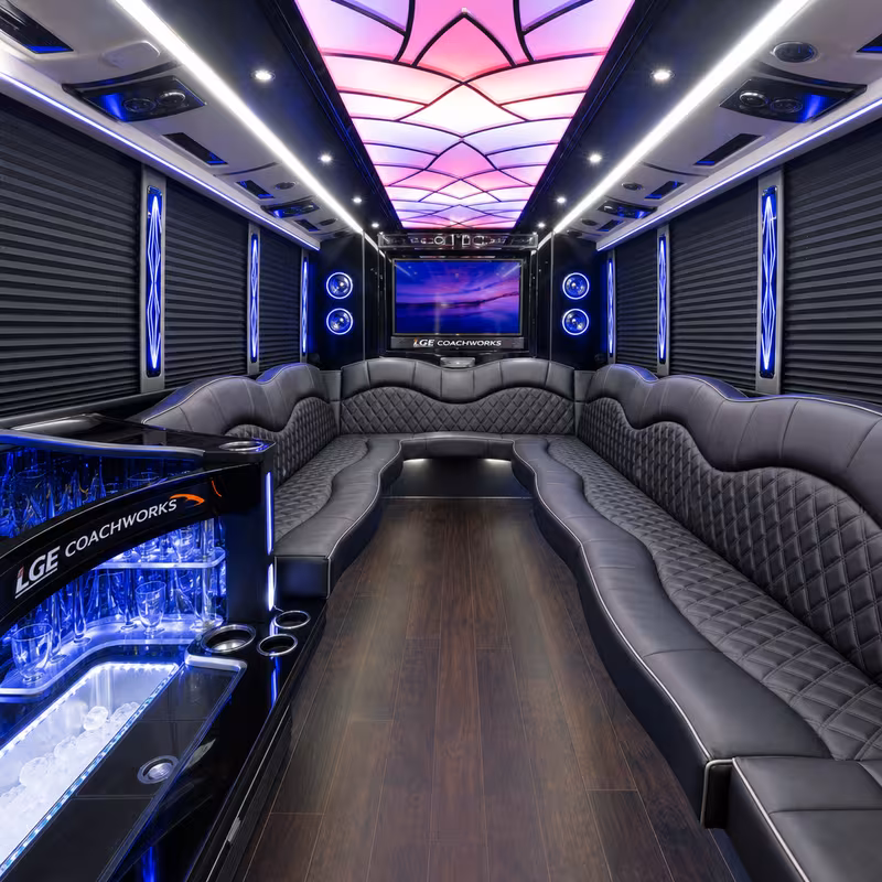 15 Passenger Party Bus Interior