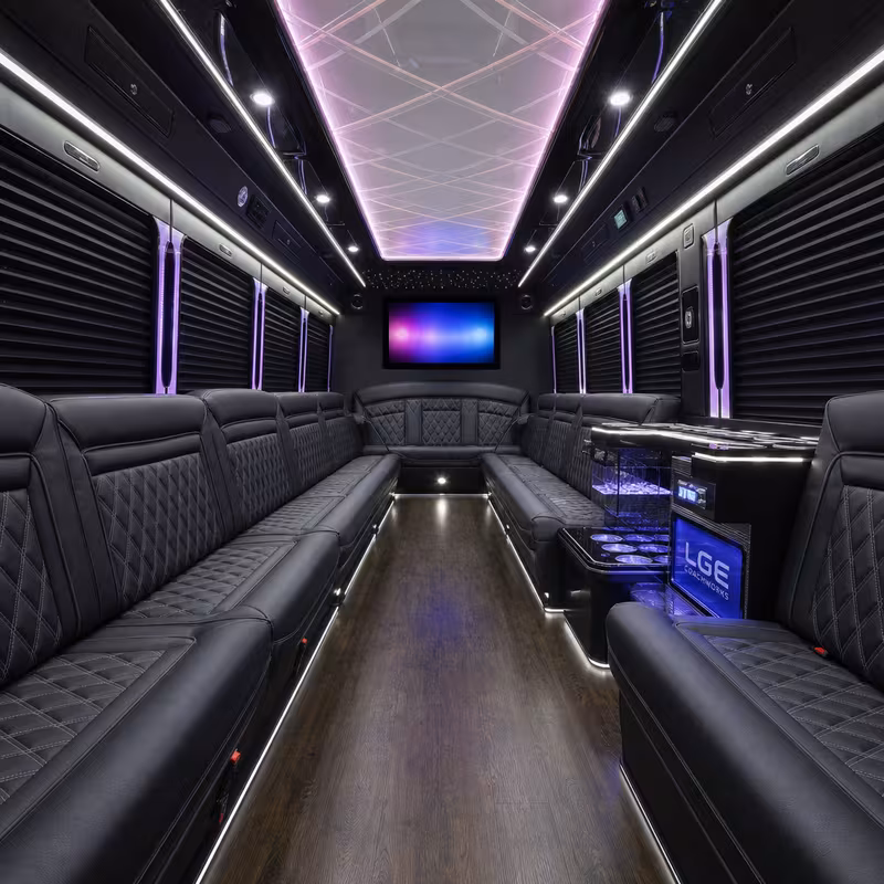 18 Passenger Party Bus Interior
