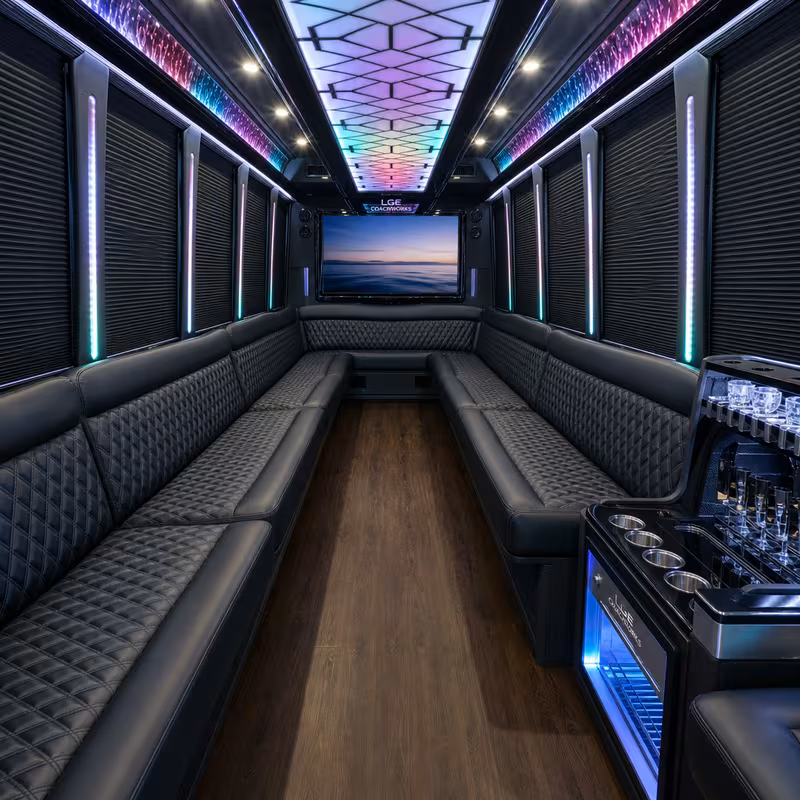20 Passenger Party Bus Interior