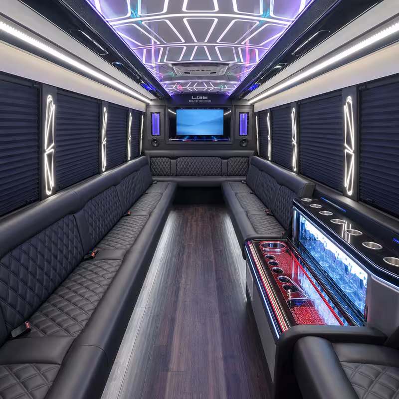 25 Passenger Party Bus Interior