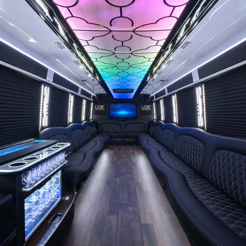 28 Passenger Party Bus Interior