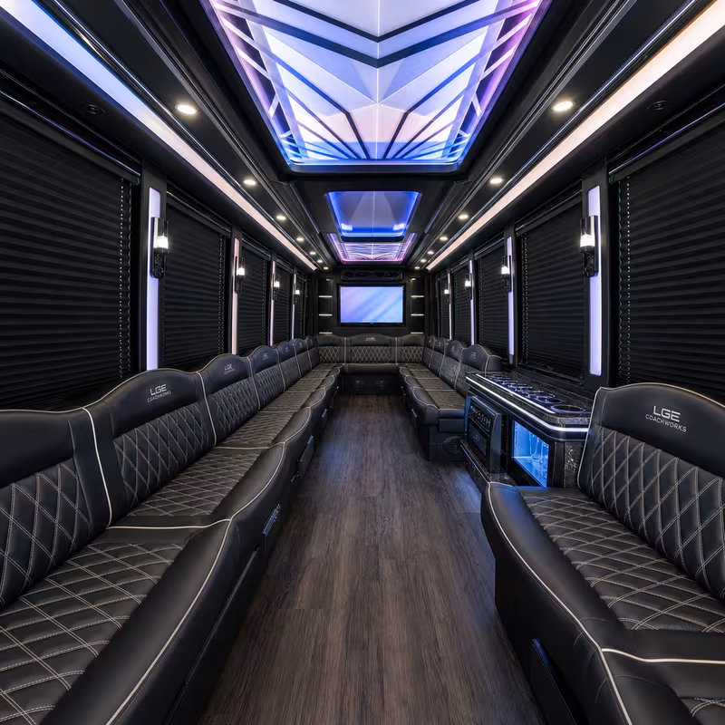 28 Passenger Party Bus Interior