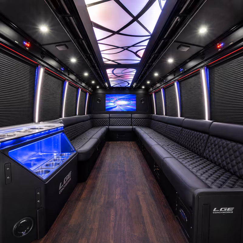 30 Passenger Party Bus Interior