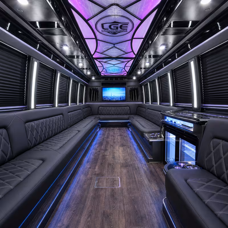 50 Passenger Party Bus Interior