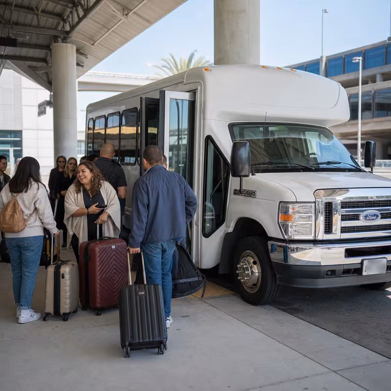 Black Mercedes Sprinter van staged for an San Diego Airport Transportation group