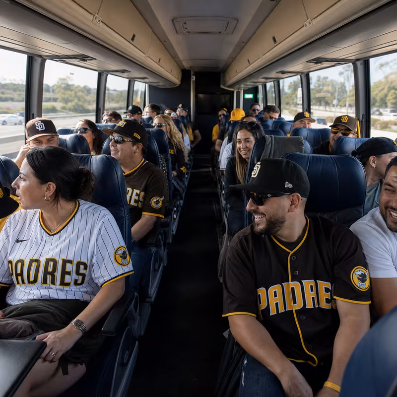 Passenger seating aboard a San Diego party bus rental