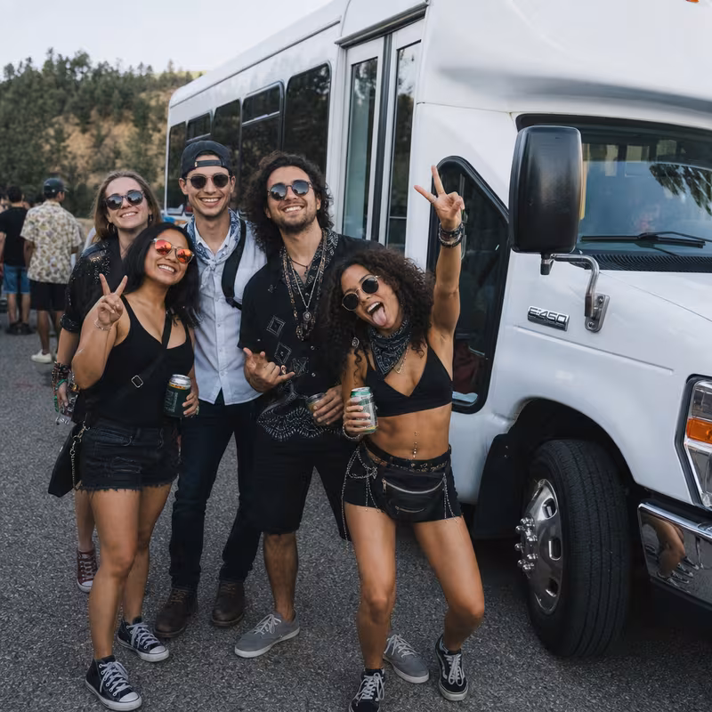 Black Mercedes Sprinter van staged for an San Diego Concert Transportation group