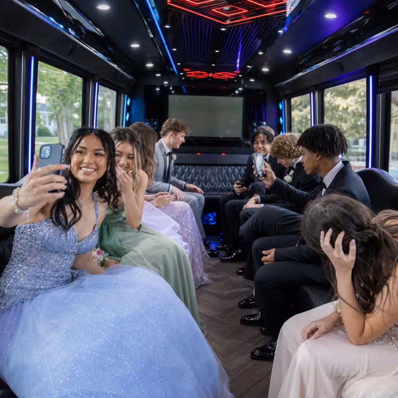 Black Mercedes Sprinter van staged for an San Diego Prom & Homecoming Transportation group