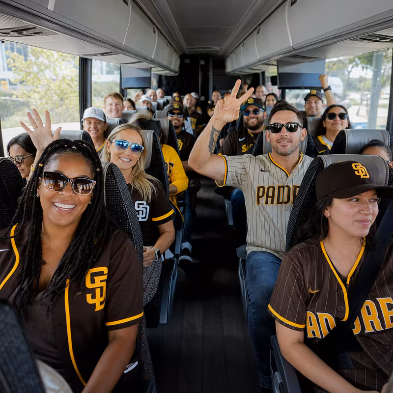 Black Mercedes Sprinter van staged for an San Diego Sporting Event Transportation group