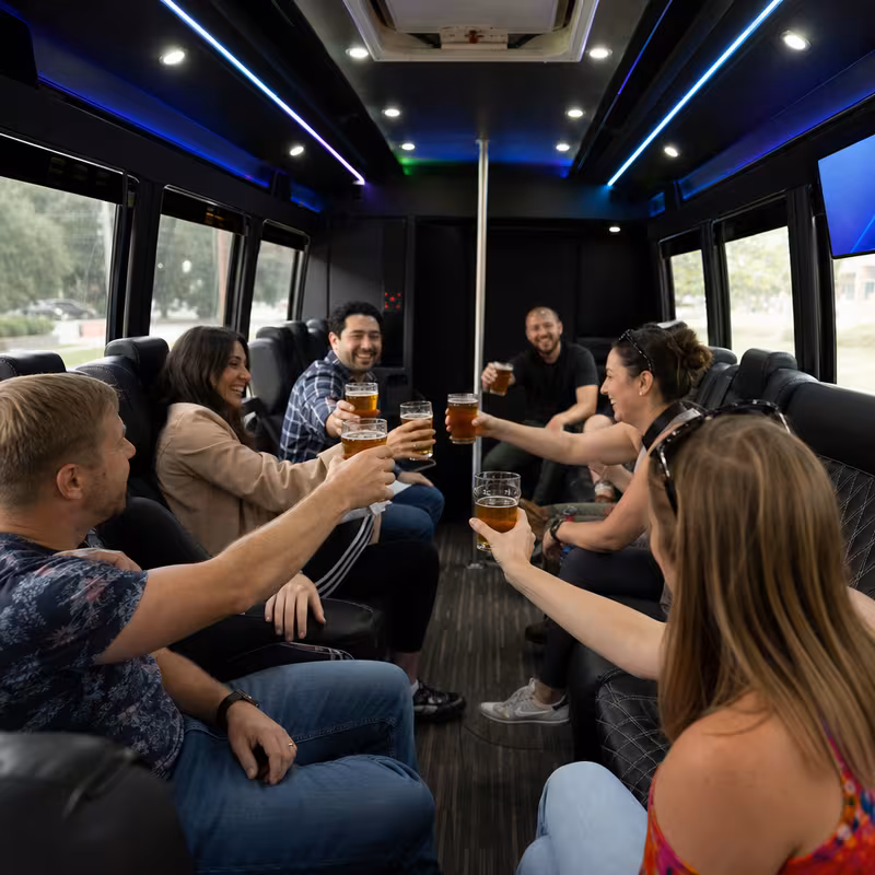 Black Mercedes Sprinter van staged for an San Diego Winery & Brewery Tour Transportation group